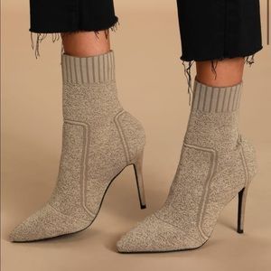 Lulus Magely Taupe Knit Mid-Calf Sock Boots